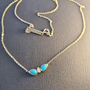 SOLD*** Zoe Chicco 14k Teardrop Turquoise & Diamond Baguette Triple Necklace 16"